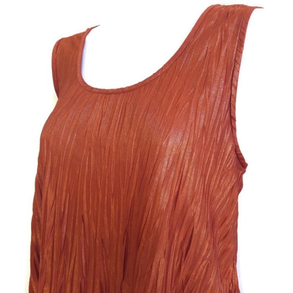 Susan Graver Tank Top Copper Crinkle Shimmer S - Picture 3 of 6